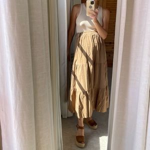 Corduroy cotton maxi skirt with a stretchy waist, Spanish local designer